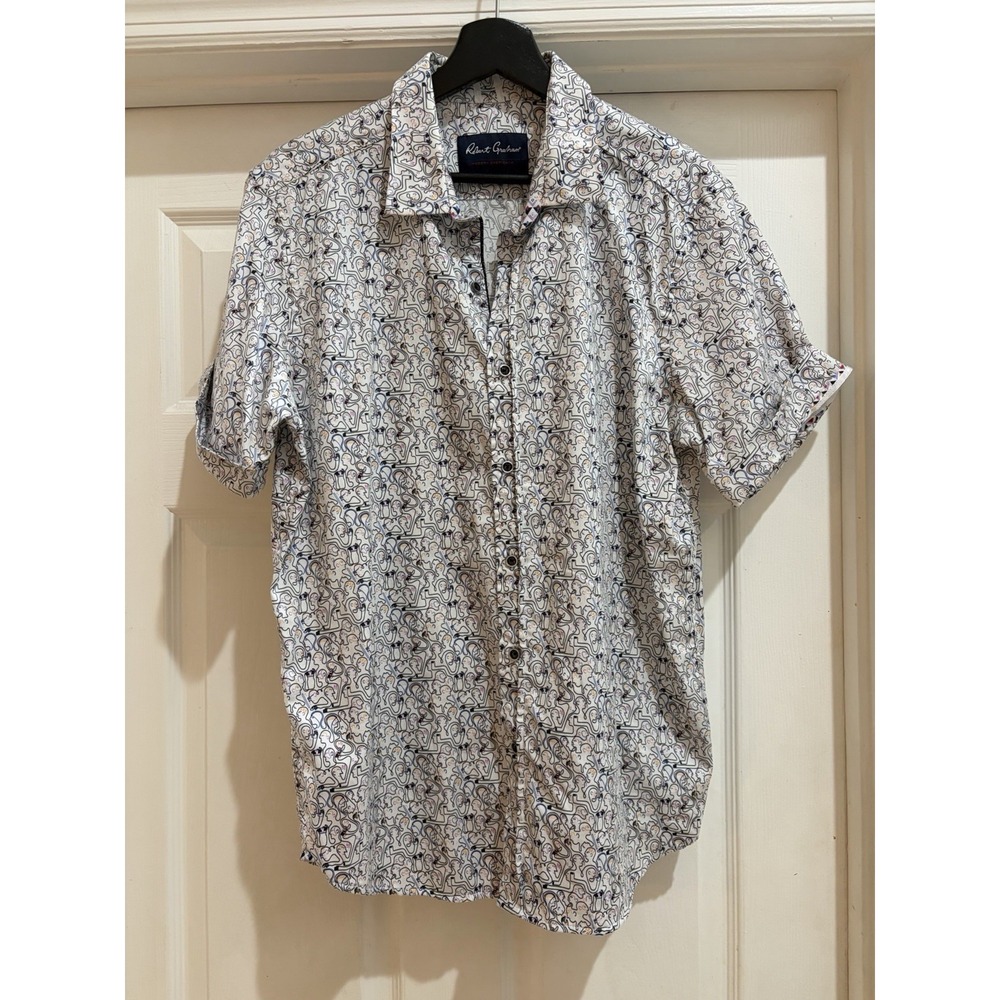 Robert Graham Modern Americana Men Size Large Short Sleeve Button Up Shirt